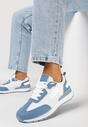 Biało-Niebieskie Sneakersy z Kolorowymi Wstawkami Rawilo