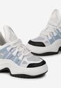 Biało-Niebieskie Sneakersy na Grubej Podeszwie ze Żłobieniami i Przeszyciami Arilne