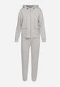Szary Bawełniany Komplet Dresowy z Bluzą z Kapturem i Joggerami Sarile