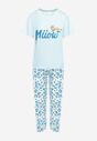 Jasnoniebieski Komplet Piżamowy z Długimi Spodniami w Cętki Szortami i Koszulką z Nadrukiem Terime