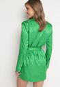 Zielona Krótka Sukienka Kopertowa z Materiałowym Paskiem Urvila