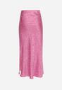 Różowa Elegancka Spódnica Midi z Gumką w Pasie Falire