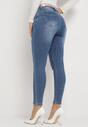 Niebieskie Jeansy Skinny z Efektem Push-Up z Materiałowym Paskiem w Serca Gerolia