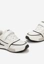 Białe Buty Sportowe Zapinane na Rzep i Ozdobnie Sznurowane z Przeszyciami Saliren