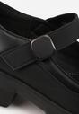 Czarne Półbuty na Grubej Podeszwie z Ozdobnym Zapięciem na Rzep Larori