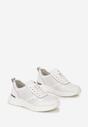 Białe Buty Sportowe ze Skóry z Perforacją i Metaliczną Wstawką Erwia