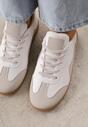 Biało-Szare Sneakersy przed Kostkę z Ozdobnymi Przeszyciami Erdafa
