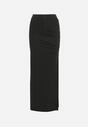 Czarna Dopasowana Spódnica Maxi z Ozdobnym Marszczeniem i Wycięciem Xelaria
