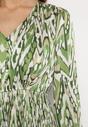 Zielona Sukienka Maxi z Gumką w Pasie w Mozaikowy Wzór Quirela