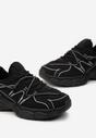 Czarne Sneakersy z Ekoskóry na Grubej Podeszwie z Podwójnym Sznurowaniem Cellira