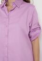Fioletowa Klasyczna Koszula z Bawełny Oversize Heriadie