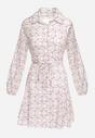 Fioletowo-Beżowa Bawełniana Sukienka Mini w Geometryczny Wzór Frenia
