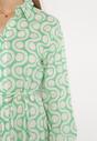 Zielono-Beżowa Bawełniana Sukienka Mini w Geometryczny Wzór Frenia