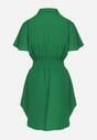 Zielona Koszulowa Sukienka Mini z Wiskozy o Rozkloszowanym Kroju Hokese