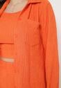 Pomarańczowy 3-częściowy Komplet Casual z Plisowanej Tkaniny Spodnie Top i Koszula Farella