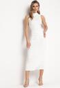 Biała Dopasowana Sukienka Maxi z Marszczeniami Elanae