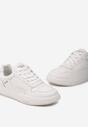 Białe Sznurowane Buty Sportowe Przed Kostkę  z Imitacji Skóry Dranila