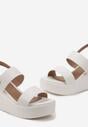 Białe Sandały na Koturnie z Platformą w Jednolitej Kolorystyce Melvia