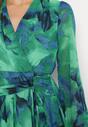 Zielona Sukienka Mini z Kopertowym Dekoltem i Wzorem Tie-Dye Arisel