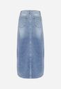 Niebieska Spódnica Jeansowa Midi z Rozcięciem z Przodu Laerissa