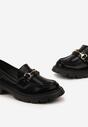 Czarne Lakierowane Mokasyny z Minimalistyczną Klamrą Alettesa