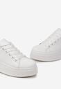 Białe Sneakersy na Platformie z Kontrastową Wstawką z Tyłu Lehastia