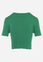 Zielony Krótki T-shirt z Prążkowanej Dzianiny Clutia