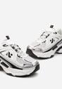 Biało-Srebrne Sneakersy na Masywnej Podeszwie z Licznymi Wstawkami Junioria