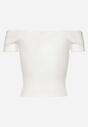 Biały T-shirt o Krótkim Fasonie z Hiszpańskim Dekoltem z Bawełny Irmalema