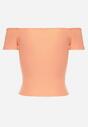 Pomarańczowy T-shirt o Krótkim Fasonie z Hiszpańskim Dekoltem z Bawełny Irmalema