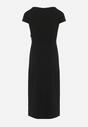 Czarna Sukienka Midi z Kwadratowym Dekoltem Revinane
