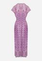 Fioletowa Wiskozowa Sukienka Maxi o Kopertowym Kroju w Ornamentalny Print Racida