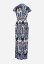 Niebieska Sukienka Maxi w Stylu Boho z Elastycznej Wiskozy Arnevia