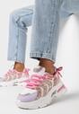Różowo-Fioletowe Sneakersy na Platformie z Brokatowymi Wstawkami Flenai