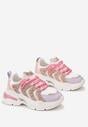 Różowo-Fioletowe Sneakersy na Platformie z Brokatowymi Wstawkami Flenai