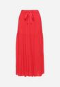 Czerwona Wiskozowa Spódnica Maxi Rozkloszowana z Paskami Saosa