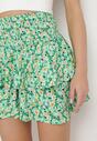 Zielona Rozkloszowana Spódnica Mini w Kwiaty z Falbankami Arial