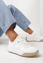 Białe Sneakersy z Materiałowymi Wstawkami Elineri