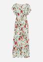 Jasnozielona Rozkloszowana Sukienka Maxi z Wiskozy w Kwiatowy Print Unadis