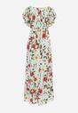 Jasnozielona Rozkloszowana Sukienka Maxi z Wiskozy w Kwiatowy Print Unadis