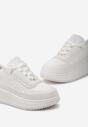 Białe Sneakersy na Platformie z Ozdobnymi Przeszyciami Wedima