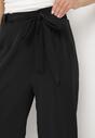 Czarne Spodnie Szerokie z Wiązaniem w Pasie Paper Bag Tisallas