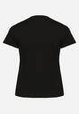 Czarny Bawełniany T-shirt z Nadrukiem na Przodzie Galamella