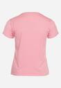 Różowy Bawełniany T-shirt z Nadrukiem na Przodzie Galamella