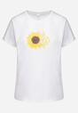 Biały Bawełniany T-shirt z Nadrukiem na Przodzie Galamella