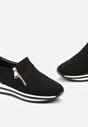 Czarne Sneakersy z Krótkim Suwakiem i Niską Platformą Vinewas