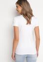 Biały Bawełniany T-shirt z Ozdobnym Napisem i Cekinami Oriella