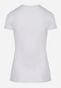 Biały T-shirt z Bawełny Ozdobiony na Froncie Nadrukiem Pandoma