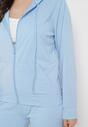 Jasnoniebieski Klasyczny Komplet Dresowy z Bluzą z Kapturem i Prostymi Spodniami Neiba