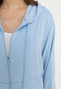 Niebieski Komplet Dresowy o Luźnym Fasonie Bluza na Suwak i Szerokie Spodnie Cristala